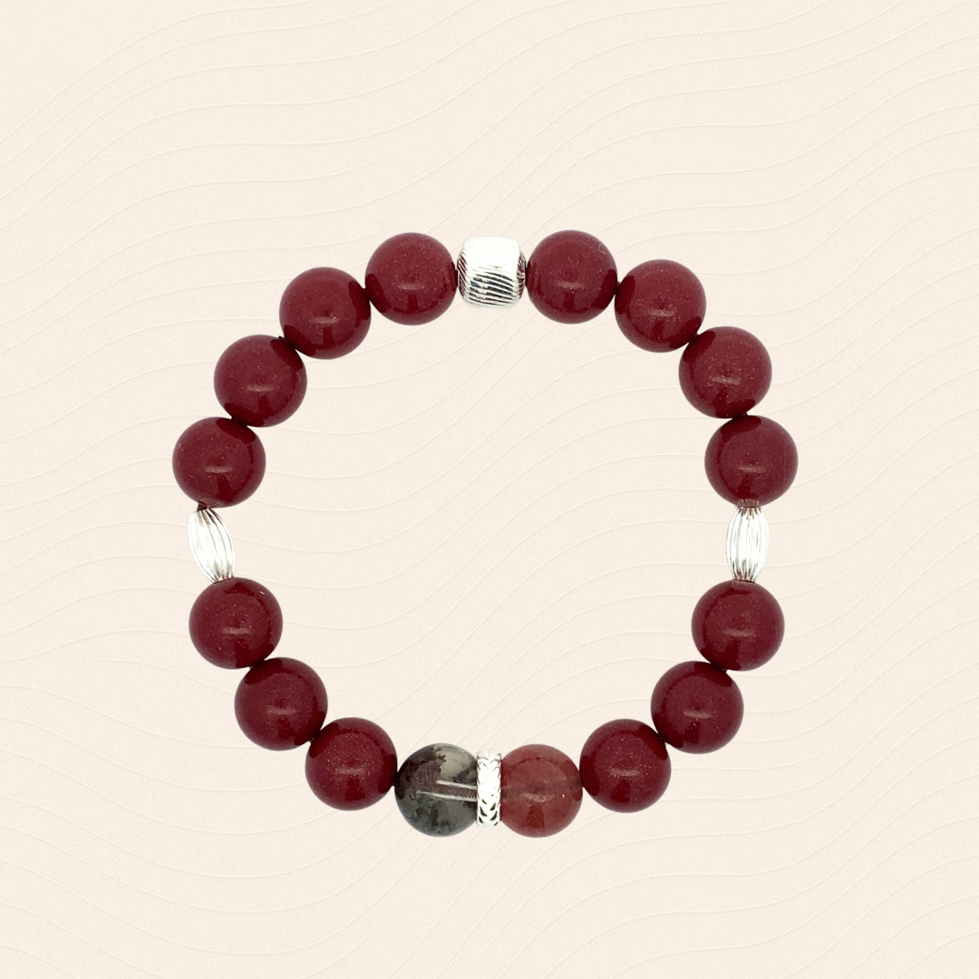紅幽靈紫金砂天然水晶手鍊