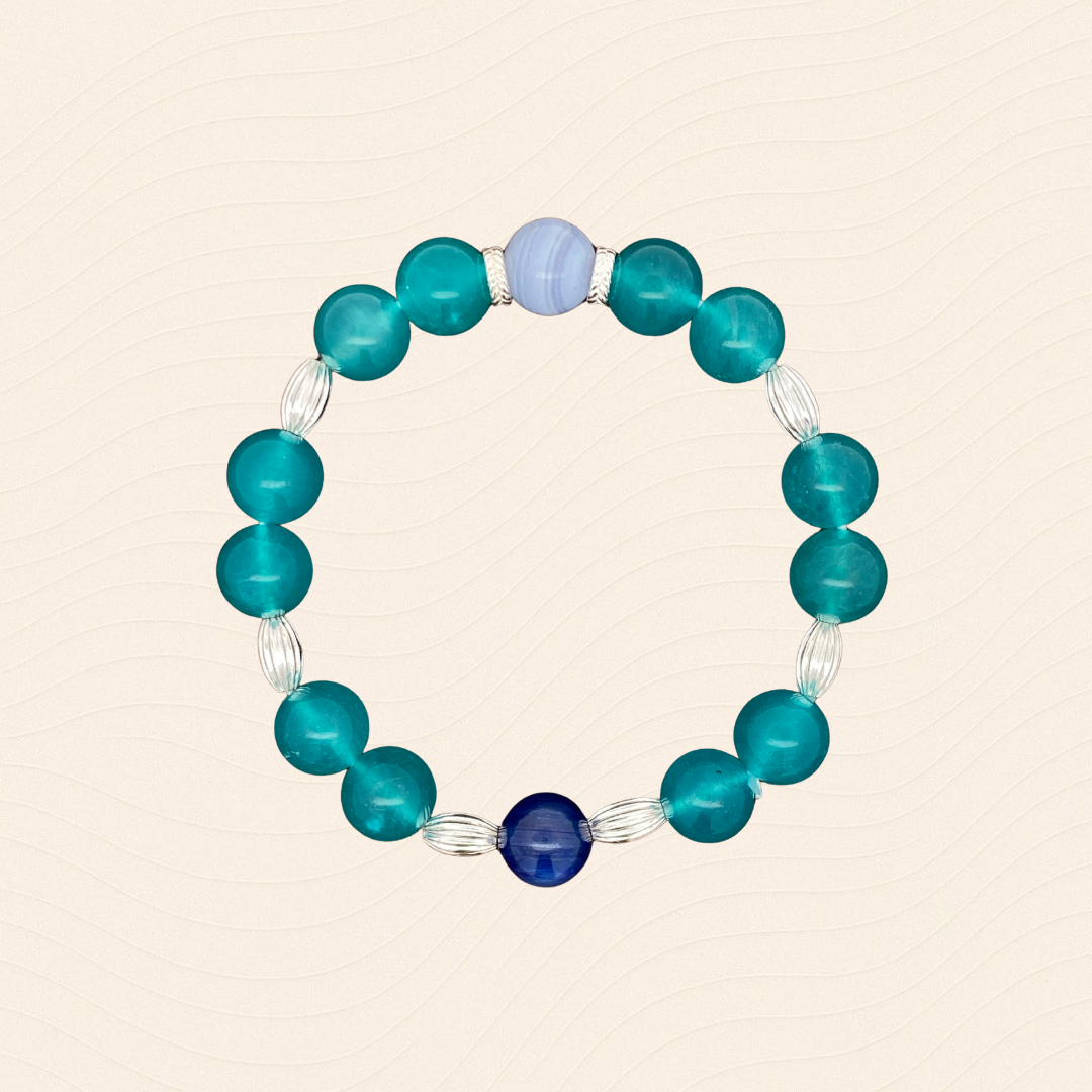 天河石藍紋瑪瑙天然水晶手鍊