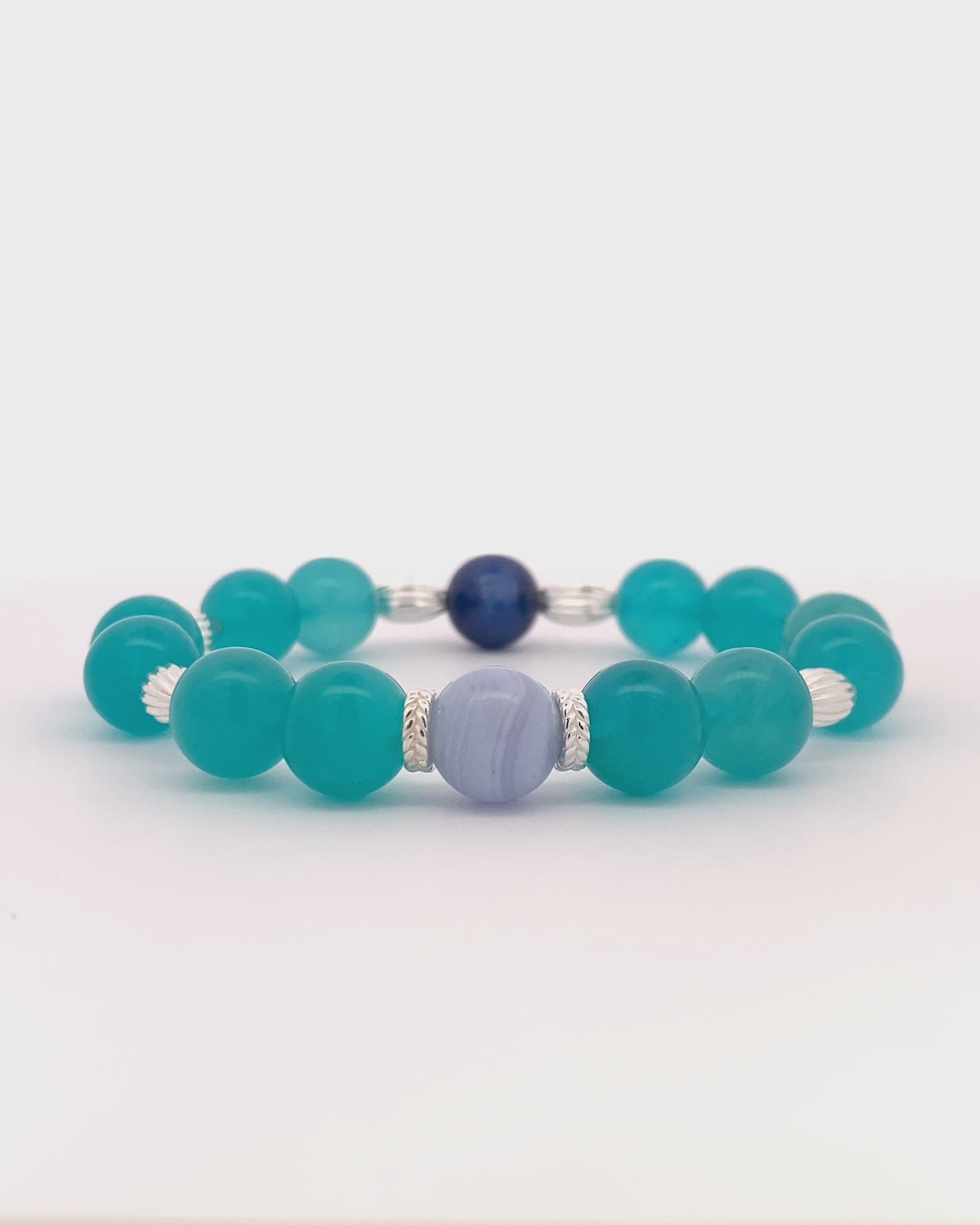 天河石藍紋瑪瑙天然水晶手鍊